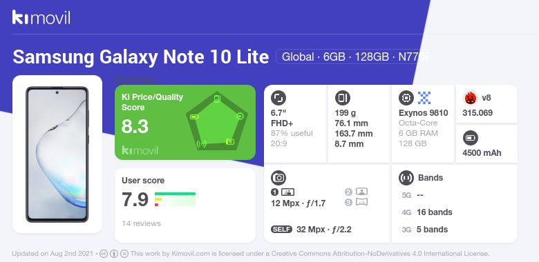 samsung note lite 10 specs