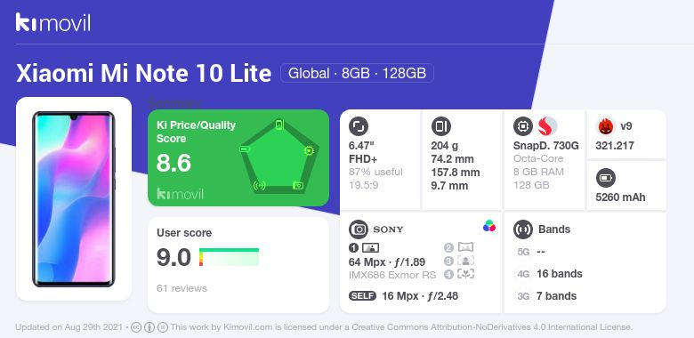 xiaomi note 10 lite specs