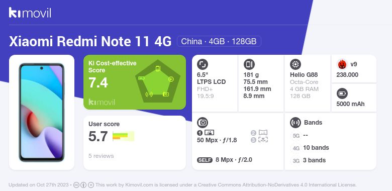 Xiaomi Redmi Note 11: Características y especificaciones - JJ Mayoristas