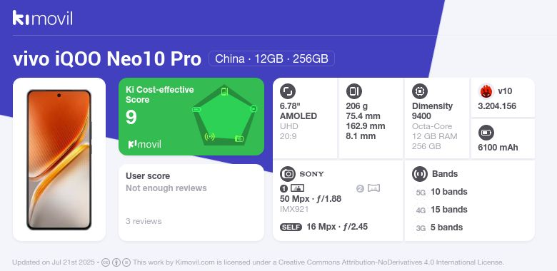 Vivo IQOO neo 10 pro CN版/12GB/256GB/9400 Original Vivo Iqoo Neo 10 Pro Mobile Phone Dimensity 9400