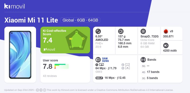 Mi 11 Light 4G 6G RAM 128G ROM グローバル版 Xiaomi Mi 11