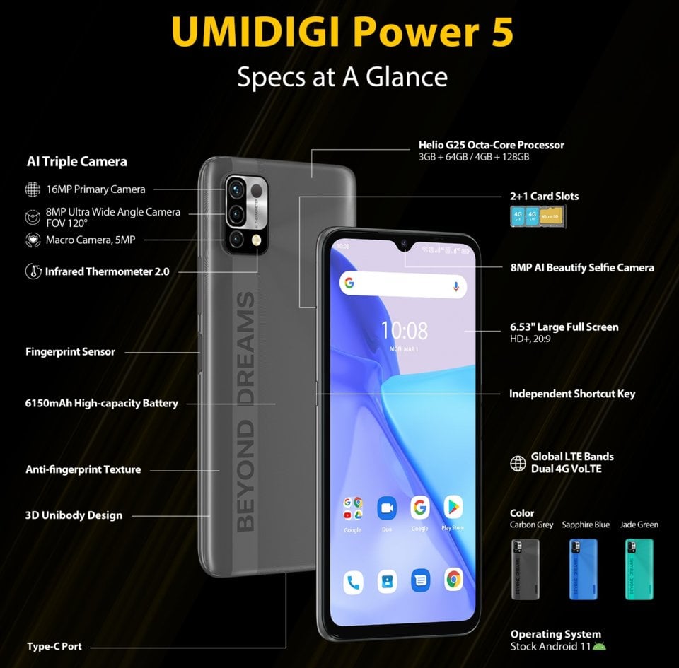 Full specifications and Price of Umidigi Power 5