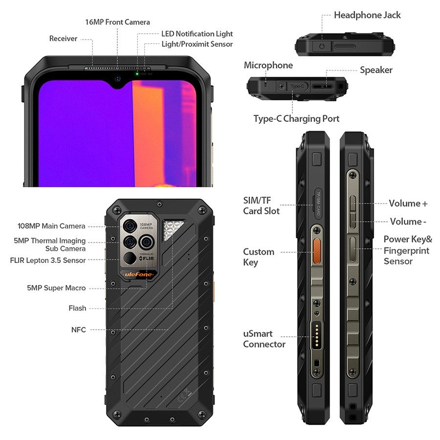 Cavo USB 3.1 Tipo C 1m Nero Per Ulefone Power Armor - Connettore Lungo Per Prese Incassate - Ricarica E Dati