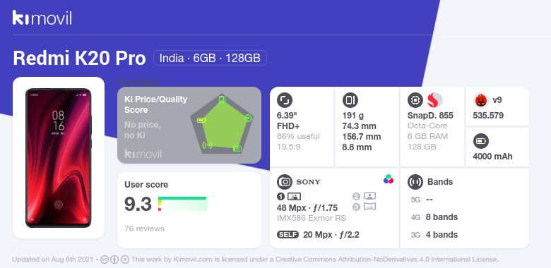 Xiaomi Redmi K20 Pro Meilleur prix, fiche technique et