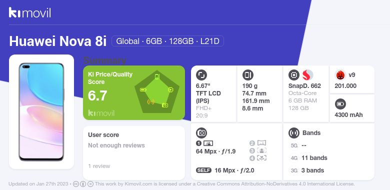 Huawei Nova 8i: Precio, características y donde comprar